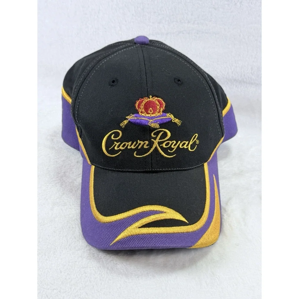 Y2K VTG Crown Royale Championship Racing Hat Adjustable Purple Black Flame NWOT